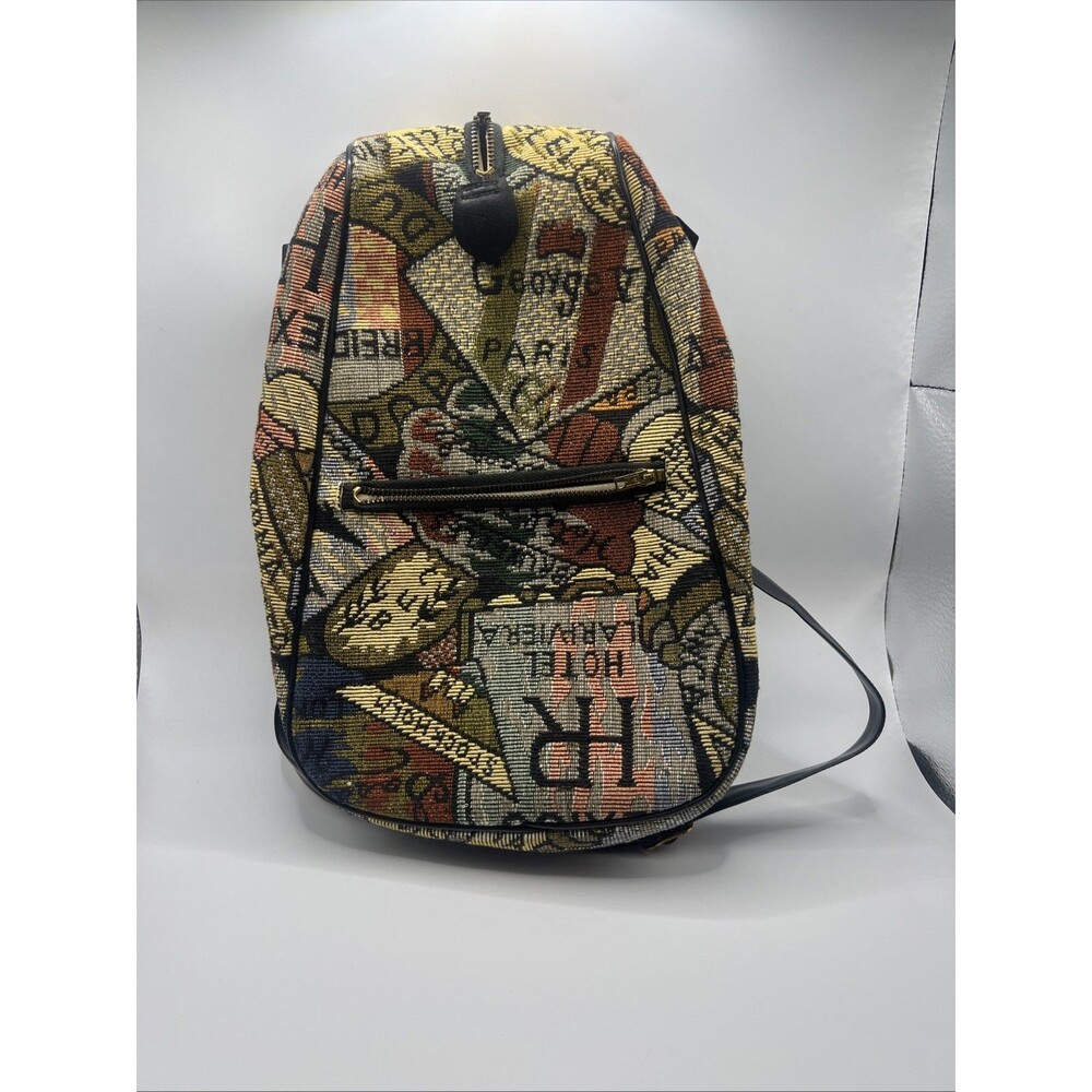 Vintage Tapestry Travel Theme Crossbody Bag Passport Stamp Print Shoulder Purse